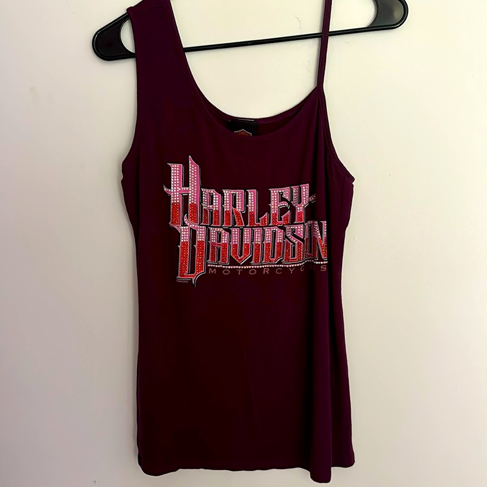 Harley Davidson motorcycles tank top size large women’s maroon color